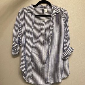 H&M Linen Striped Button Down Shirt